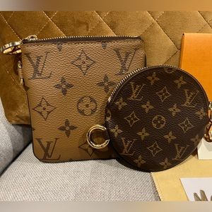 Louis Vuitton square and round pouch from the Trio set.